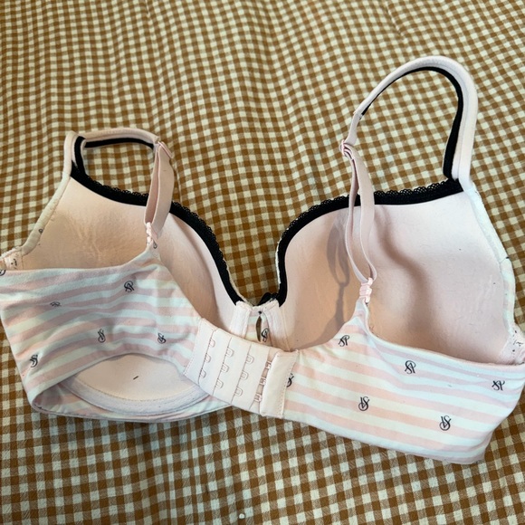 Victoria’s Secret White and Pink Striped Lace Underwire Bra - Picture 3 of 4